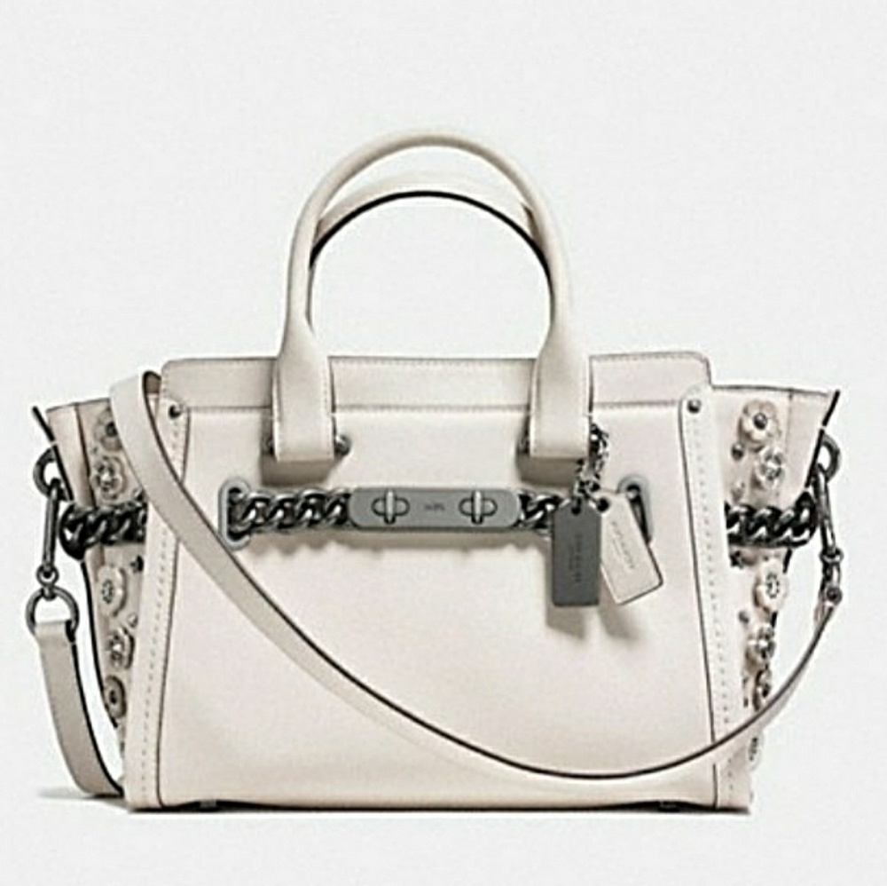 NWT COACH : SWAGGER 27 LEATHER SATCHEL BAG CHALK